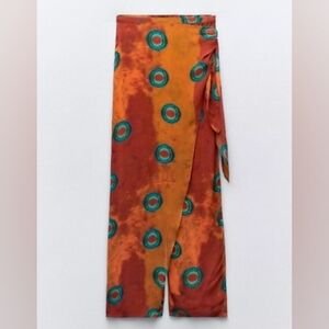 NWOT ZARA Semi Sheer Wrap Wide Leg Pants XL